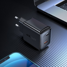 Carregador de rede preto de entrega de energia USB-C 20W