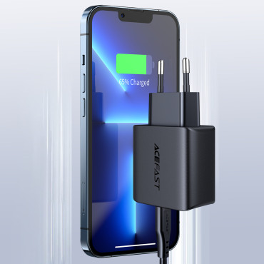 Carregador de rede preto de entrega de energia USB-C 20W