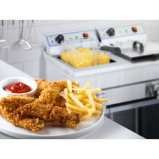 Friture podvojna dvokomorna s slavinama 400V - 2x10L