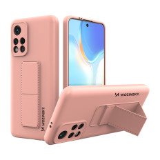 Θήκη σιλικόνης με την περίπτωση του Xiaomi Poco M4 Pro 5g περίπτωσης Kickstand ροζ