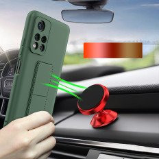 Θήκη σιλικόνης με την περίπτωση του Xiaomi Poco M4 Pro 5g περίπτωσης Kickstand ροζ