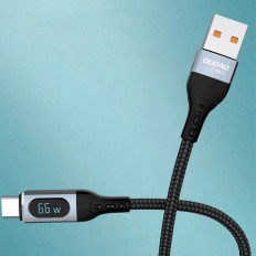 Kabeļu USB kabelis - USB-C Ātrā iekraušanas displejs PD 66W 1m melns