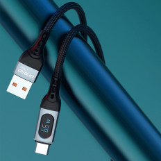 Kabeļu USB kabelis - USB-C Ātrā iekraušanas displejs PD 66W 1m melns