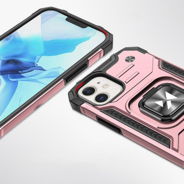 Geval iPhone 14 Gepantserd Case Magnetic Ring Goud
