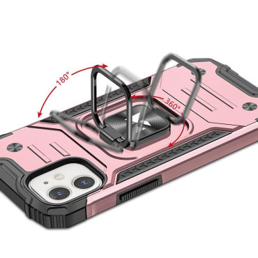 Geval iPhone 14 Gepantserd Case Magnetic Ring Goud