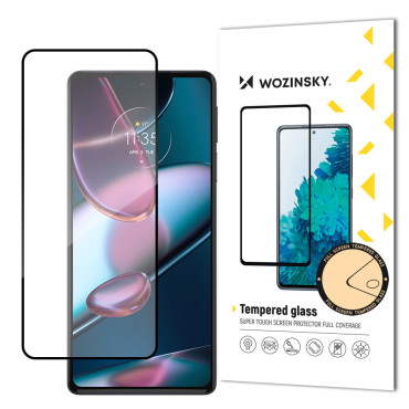 Super durable tempered glass with a frame for the entire Motorola Edge 30 black screen