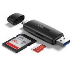 Adapter 2 USB-A plug and USB-C SD and Micro SD black card reader