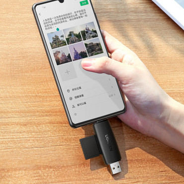 Adapter 2 USB-A Plug in USB-C SD in Micro SD Black kartica