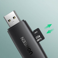 Adaptador 2 USB-A Plug y USB-C SD y Lector de tarjetas negras Micro SD