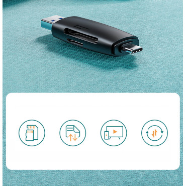 Adapter 2 USB-A Plug in USB-C SD in Micro SD Black kartica