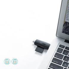 Adapter 2 USB-A Plug in USB-C SD in Micro SD Black kartica