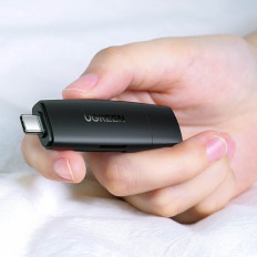 Adapter 2 USB-A-stekker en USB-C SD- en MICRO SD Black Card Reader