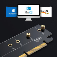 Expansionskort Adapter PCIe 4.0 x16 till M.2 NVME M-Key Black