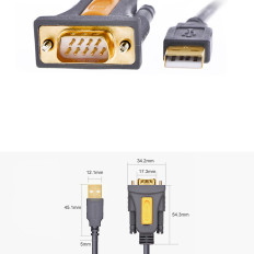 Adapter adapter USB-A kabel - DB9 RS-232 1.5m siva
