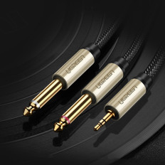 Kábel audio kábel Mini Jack 3,5 mm - 2 x jack 6.35mm 2m szürke
