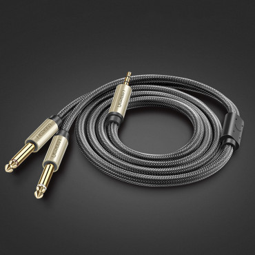 Kabelski avdio kabel Mini Jack 3,5 mm - 2 X Jack 6.35mm 2m siva