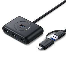 4in1 HUB-adapter USB-A / C-distributeur voor 4x USB 3.0 5GB / S 1M Black