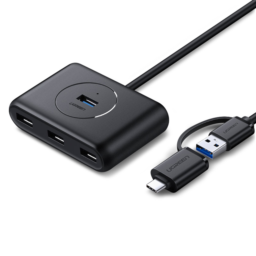 4In1 HUB adapteris USB-A / C Izplatītājs 4x USB 3.0 5GB / S 1M Black