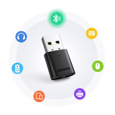 Adaptérový vysielač Bluetooth 5.0 USB-A REVERZIVA Čierna