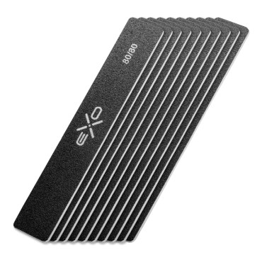 Lima Unghie Dritta Larga EXO 80/80 Grit 10 Pezzi — insieme mostrato