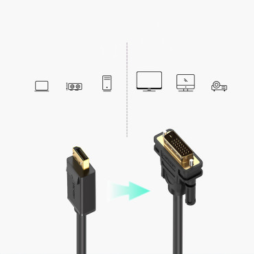 Cabo DisplayPort Cable - DVI 2M Banhado A Ouro Plugues Preto