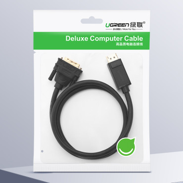 Cabo DisplayPort Cable - DVI 2M Banhado A Ouro Plugues Preto