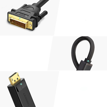 Kabel DisplayPort Cable - DVI 2M guldpläterade pluggar svart