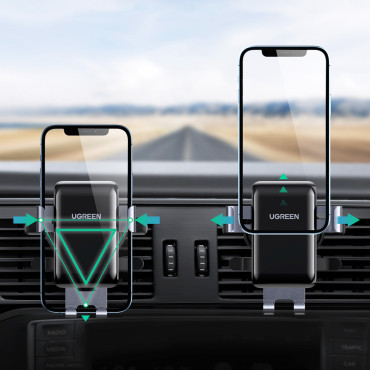 Car Gravity ročaj na telefonu - okrogla siva rešetka