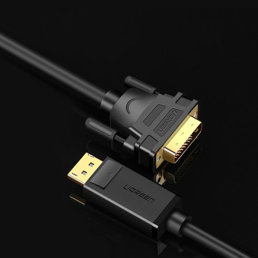 Cabo DisplayPort Cable - DVI 2M Banhado A Ouro Plugues Preto
