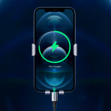 Ručka gravitacije automobila na telefonu - okrugla siva rešetka