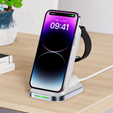 3in1 Trådlös laddningsstation för din hörlur SmartWatch White