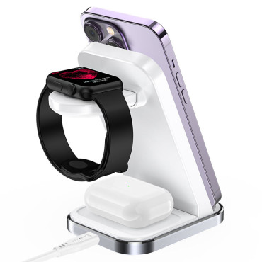 3in1 Trådlös laddningsstation för din hörlur SmartWatch White