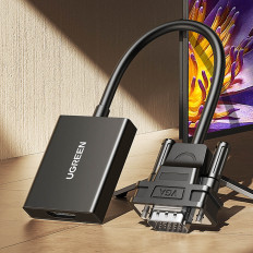 Adapterio adapteris nuo VGA lizdo HDMI 15cm juoda