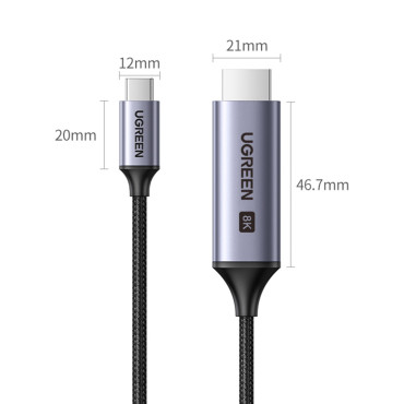 Kabeļu kabelis USB-C adapteris - HDMI 2.1 8K 60Hz 1.5m pelēks