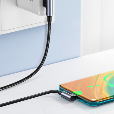 Kabelvinkelkabel USB-C - USB 2.0 480MB / s 3A 3M Svart