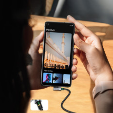 Kabel przewód kątowy USB-C - USB 2.0 480Mb/s 3A 3m czarny