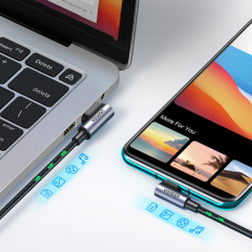 Kabelvinkelkabel USB-C - USB 2.0 480MB / s 3A 3M Svart