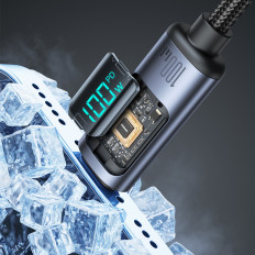 Cabo USB-C de cabo com display de LED 100W 1.2m Preto