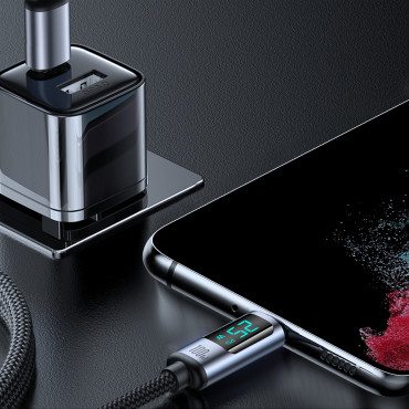 Kabel USB-C-kabel med 100W LED-display 1.2m svart