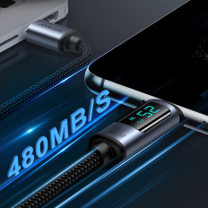 Kabel USB-C-kabel med 100W LED-display 1.2m svart