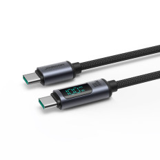 Kabel USB-C-kabel med 100W LED-display 1.2m svart