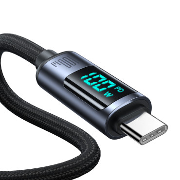 Kábel USB-C kábel 100W LED kijelzővel 1.2m fekete