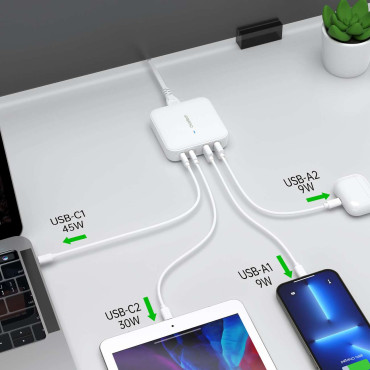 Stiprus GAN 100W 2X USB-A 2X USB-C Gander įkroviklis