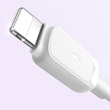 Kabeļu kabelis iPhone Lightning - USB 2.4A 1.2m Balta