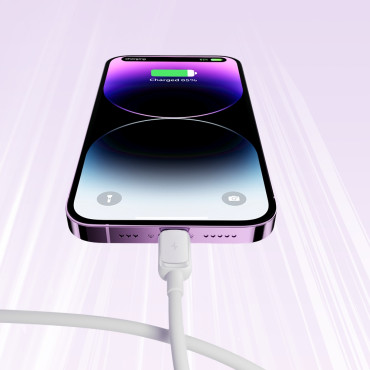 Kabelkabel för iPhone Lightning - USB 2.4a 1.2m Vit