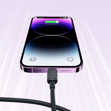 Kabeļu kabelis iPhone Lightning - USB 2.4A 1.2m Black