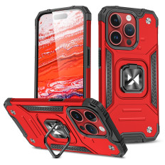 Caixa blindada com suporte de dedo para iphone 15 pro anel armour vermelho