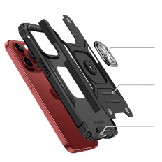 Caixa blindada com suporte de dedo para iphone 15 pro anel armour vermelho
