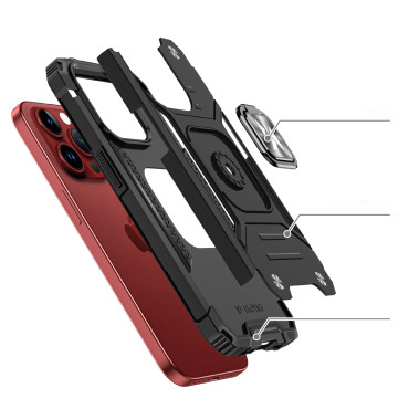 Caixa blindada com suporte de dedo para iphone 15 pro máximo anel armor rosa ouro