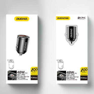 Mini auto lādētājs par 48W QC PD melnu slotu